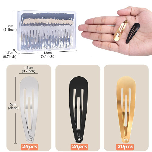 60 Pcs Clips de Cabelo com Caixa, 5 cm Clips Metálicos sem Escorregar para Estilo 1