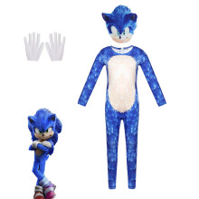 (Sonic, 190) Sonic Cosplay Costume Jumpsuit Party Fancy Dress Bodysuit for Kids Adults