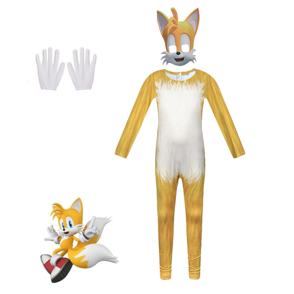 (Tails, 160) Sonic Cosplay Costume Jumpsuit Party Fancy Dress Bodysuit For Kids Adults Not,Specified