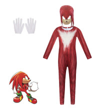 (Knuckles, 190) Sonic Cosplay Costume Jumpsuit Party Fancy Dress Bodysuit for Kids Adults