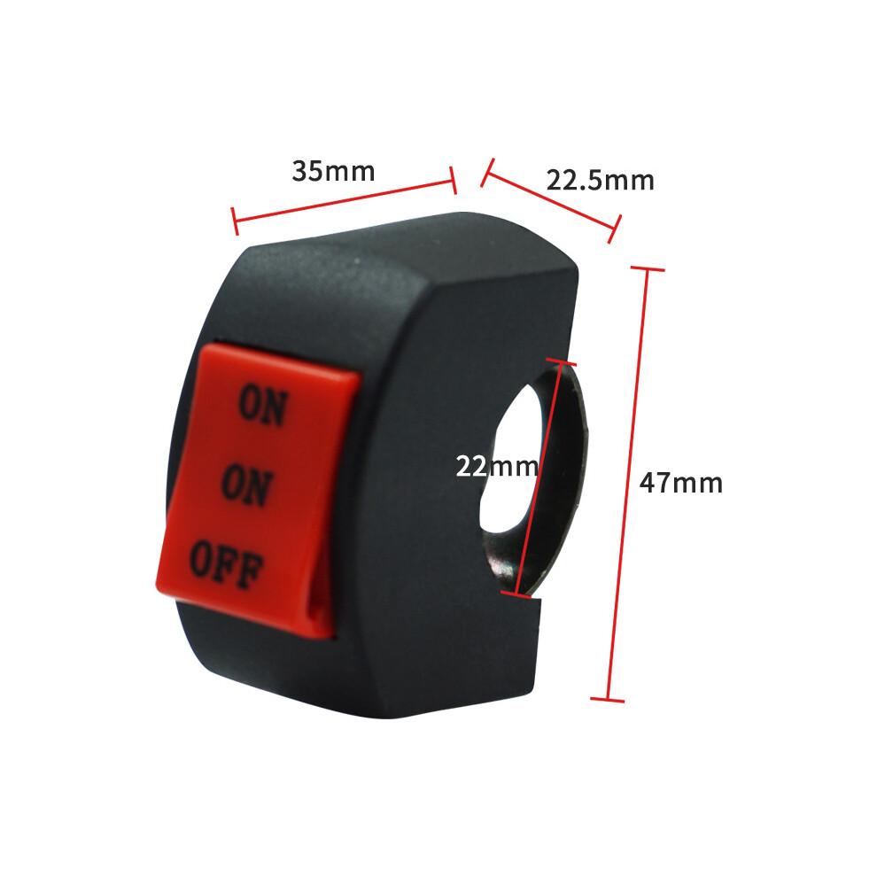 (Nero) 22Mm 7/8 Pollici Interruttore Universale Per Moto Bike Scooter Manubrio ON-ON-OFF Faro Fendinebbia