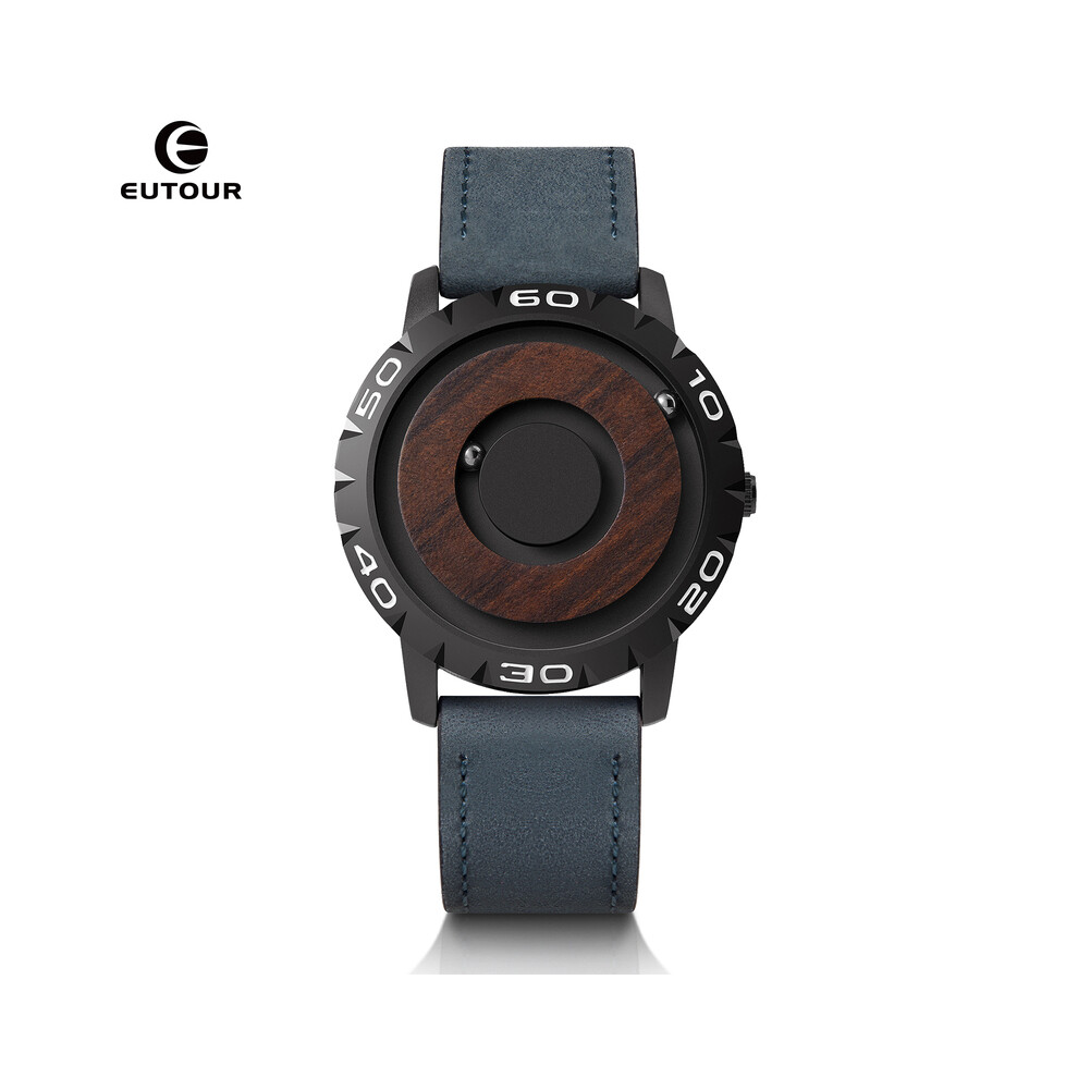 (Pelle-Nero)Orologi Da Uomo Orologi Magnetici Orologio Al Quarzo Monopezzo In Pvd 3D Orologi Impermeabili