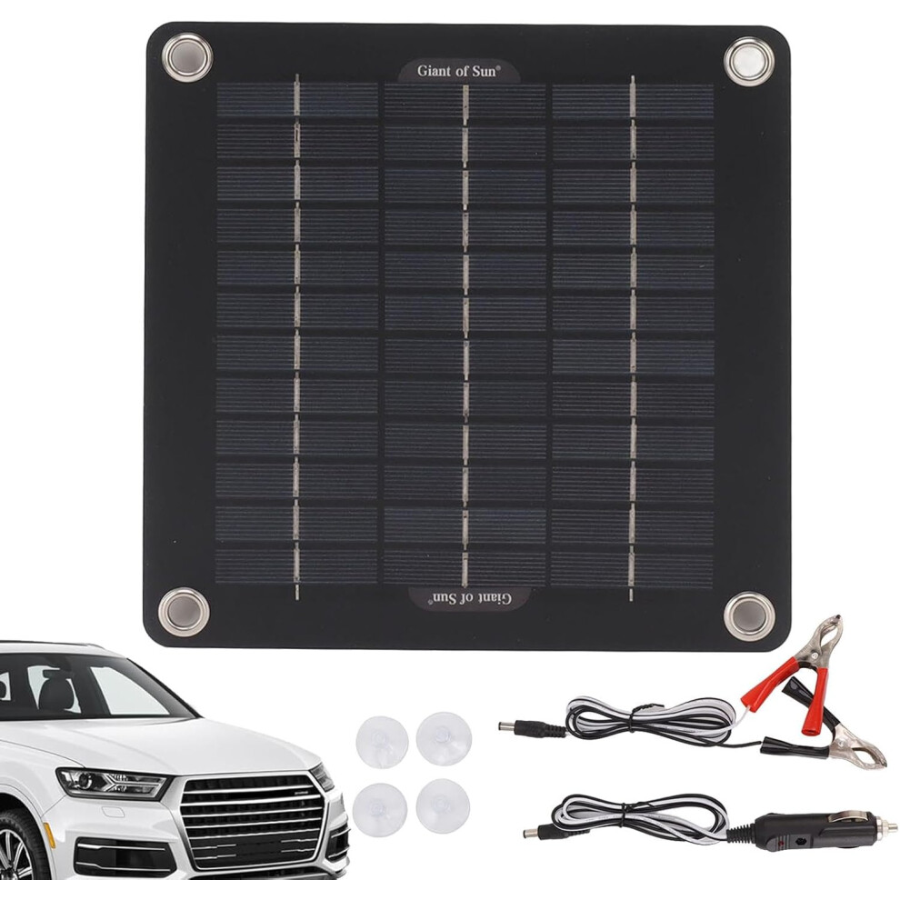 Solar Car Battery Charger, Waterproof 10W 12V Solar Panel Charger, Safe Protection Portable Battery Maintainer for Motorcycle, Snowmobile, Boat RV,