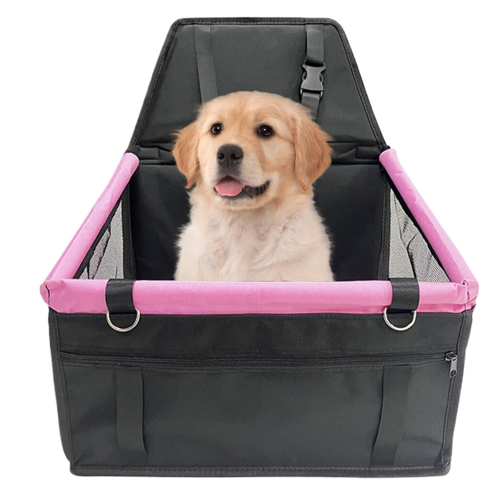 (A, Powder) Dog Car Seats For Small Dogs - Waterproof Oxford Cloth Dog Carseats For Small Dogs,Adjustable Buckle, Cat Travel Accessories, Washab Black