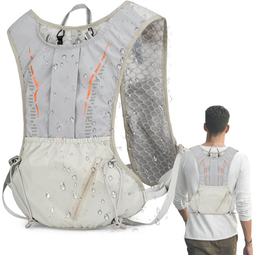 (B, Grey) Hydration Backpack, Sports Pack with Reflective Strip, Waterproof Hydration Backpack with Large Capacity for Running Camping Cycling-image-OPC-PGN52BP-NEW