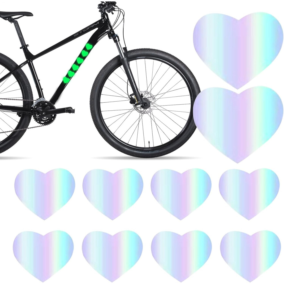 (Heart-shaped) Stickers for Bikes,Reflective Decals - 10X Adhesive Art Decor Tape Reflectors for Bottle Helmet Motorcycle Car Teen Luggage Cup Racing Scrapbook