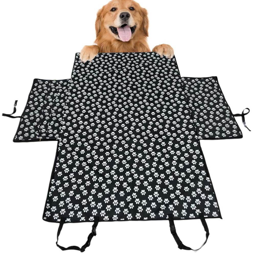 (footprint) Car Pet Seat Cover Back Seat | Dog Hammock Heavy Duty Backseat Protector | Anti-Slip Foldable Pet Trucks Protector, Resists Dirt, Hair for Outdoor Use