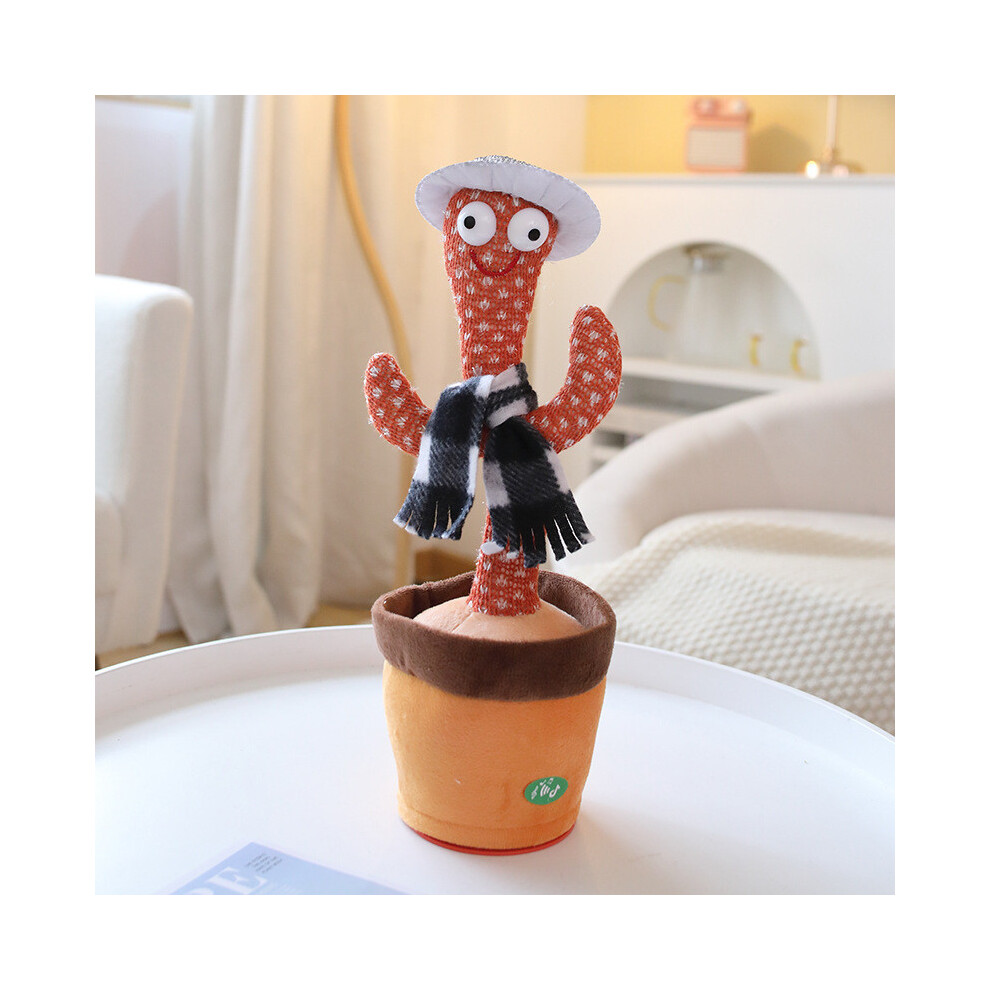 ( Black) Cactus Electric Talking Toy Swaying Speaks Plush Toy Cute Birthday Gift Kids Orange/Black