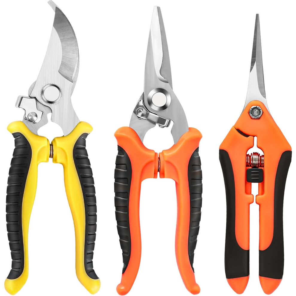 Teemo Uk 3-Pack Stainless Steel Pruning Shears, Pruning Snips And Clippers For Gardening