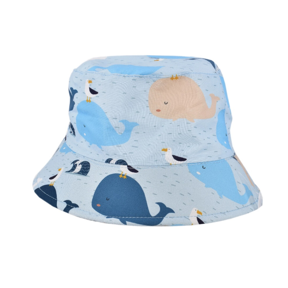 Childrens Whale & Seagull Print Reversible Bucket Hat 54Cm