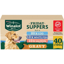 WINALOT Friday Suppers Mixed Variety Fish in Gravy Wet Dog Food 40x100g