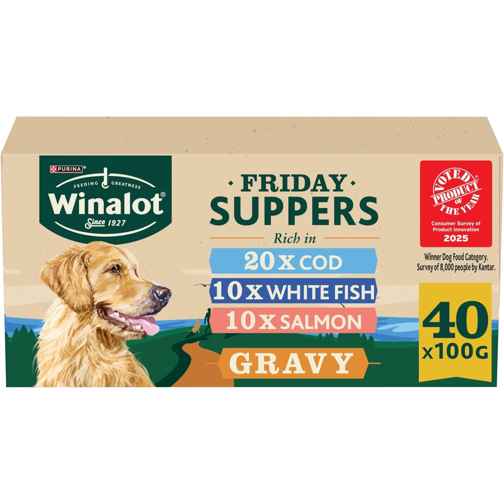 Purina Winalot Friday Suppers Mixed Variety Fish In Gravy Wet Dog Food 40X100g