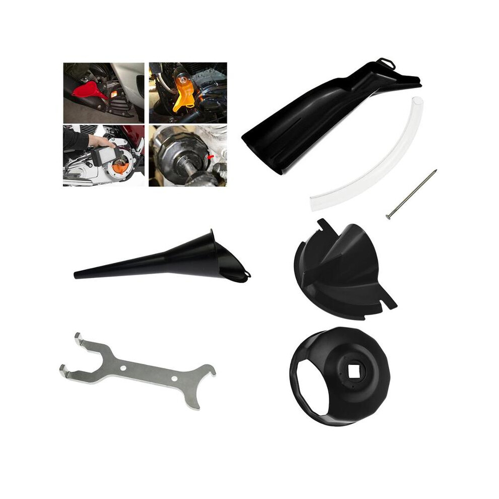 (Cinque Set Kit) Coperchio Imbuto Filtro Olio Moto Custodia Primaria Chiave Per Tappo Imbuto Riempimento