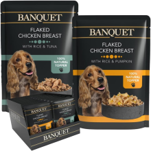 HiLife Banquet Adult Wet Dog Food, Flaked Chicken Breast with Rice & Tuna / Flaked Chicken Breast with Rice & Pumpkin,
