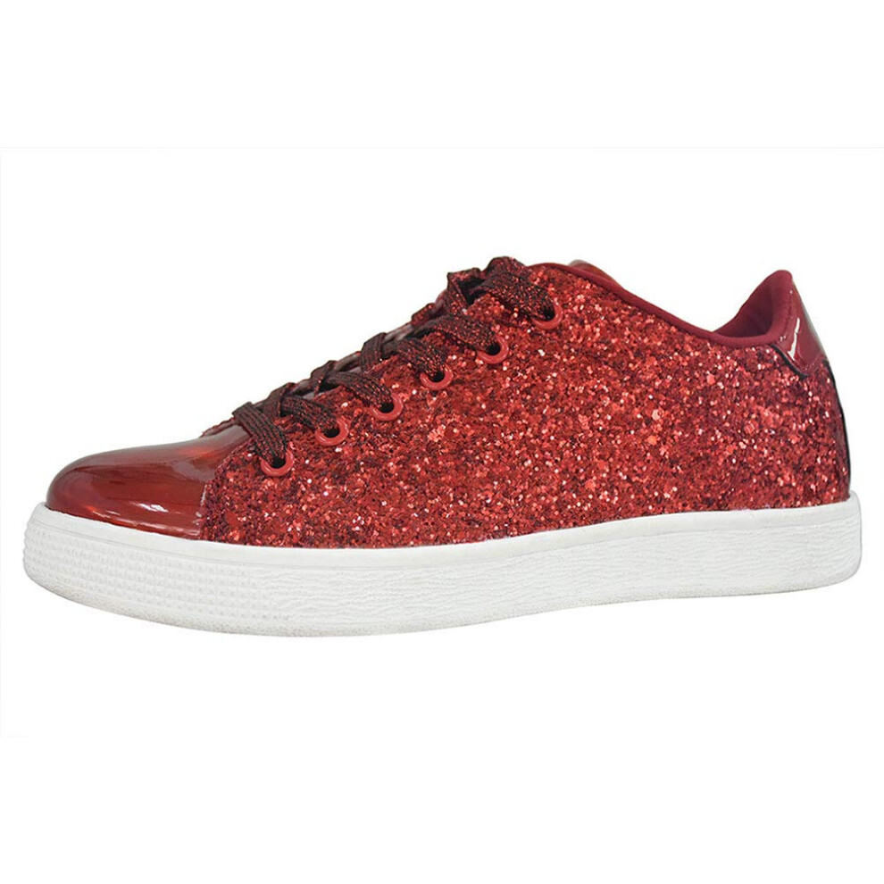 Lucky Step Scarpe Da Ginnastica Donna | Sneakers Con Glitter | Sneakers Alla Moda(Rosso, 9US-40EU-7UK)-image