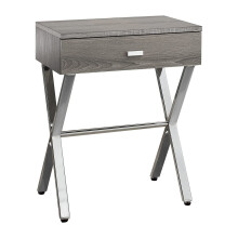Monarch Specialiteter I Night Stand Accent Tabel 22,00 x 12,00 x 18,00 """" Dark Taupe/Chrome Metal