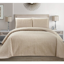 MK Home Coleção Mk Edredão Embossed Sólido Capa de Cama Tamanho Grande (Bege, King/California King)
