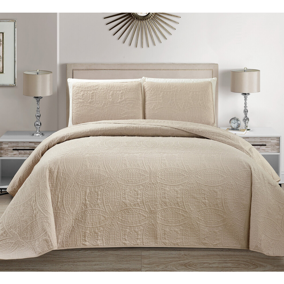 MK Home MK collection Couvre-lit uni en relief, grande taille (beige, King California King)