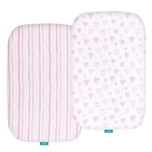 Bassinet Sheets Compatible med Besrey Miclassic YamesMile och Delta Children Close2me (2 Pack) 100% Jersey Knit Bomullsmonterade ark Mildrosa rn