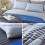 Andency Stripe Comforter Set Full Size (79x90 Inch)  3 Pieces Gray and Blue Patchwork Striped Comforter  Soft Microfiber Down Alternative Comforter Be 5