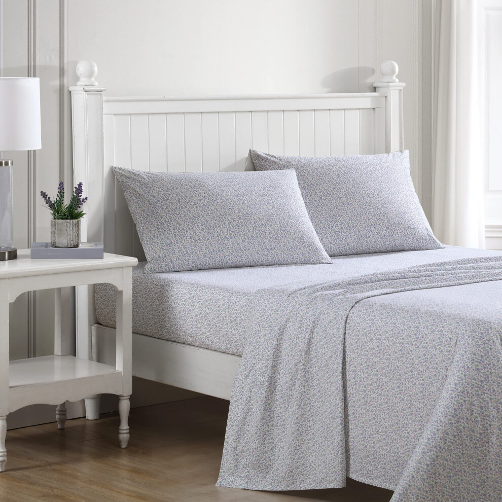 Laura Ashley - Parure de lit en percale de coton, draps complets, d   coration d'int   rieur fra   che et tendance, Emogene Purple, pour lit double