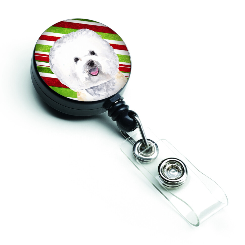 ""Caroline's Treasures Bichon Frise Candy Cane Holiday Christmas Retractable Badge Reel Multicolor (SC9322BR)""-image