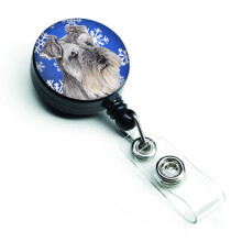 """"Caroline's Treasures Schnauzer Winter Snowflakes Holiday Retractable Badge Reel Multicolor (SC9393BR)""""
