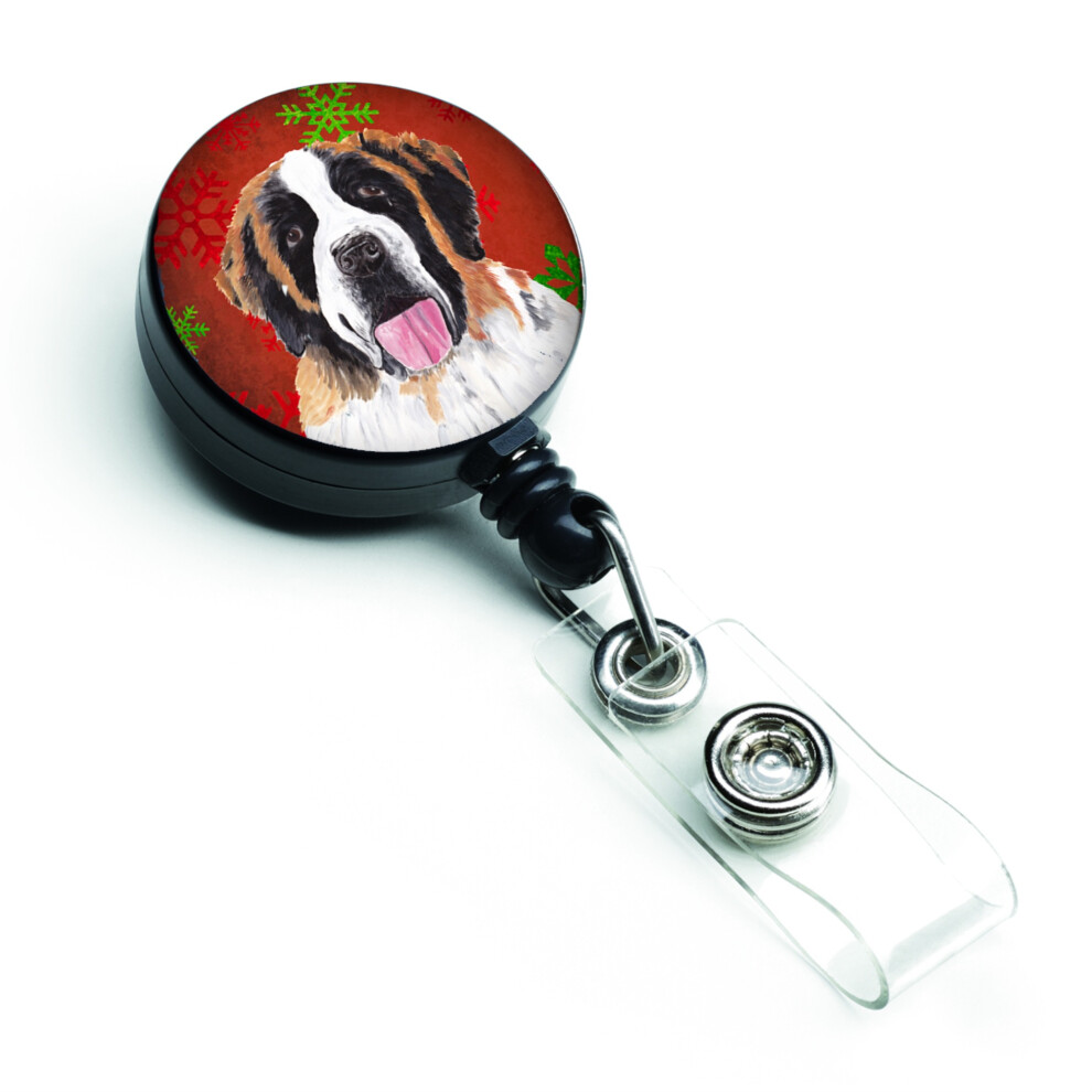 Caroline's Treasures Saint Bernard Rouge Vert Flocon de Neige No   l Enrouleur de Badge Multicolore (SC9422BR)