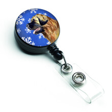 """"Caroline's Treasures Leonberger Winter Snowflakes Holiday Retractable Badge Reel Multicolor (LH9303BR)""""