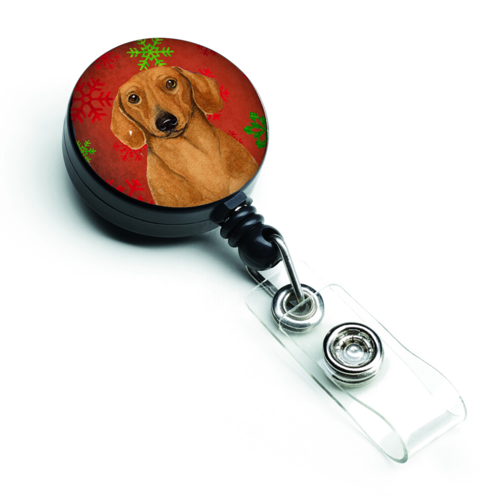 """"""""Caroline's Treasures - Porta Badge Retrattile Natalizio Con Fiocco Di Neve Rosso E Verde, Multicolore (LH9312BR)""""""""-image