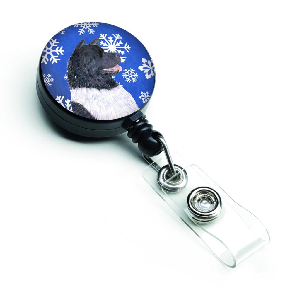 Caroline's Treasures Akita Winter Snowflakes Porte-Badge R Tractable Multicolore (SS4659BR)-image