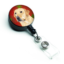 """"Caroline's Treasures Labrador Red & Green Snowflakes Christmas Retractable Badge Reel Multicolor (SC9416BR)""""