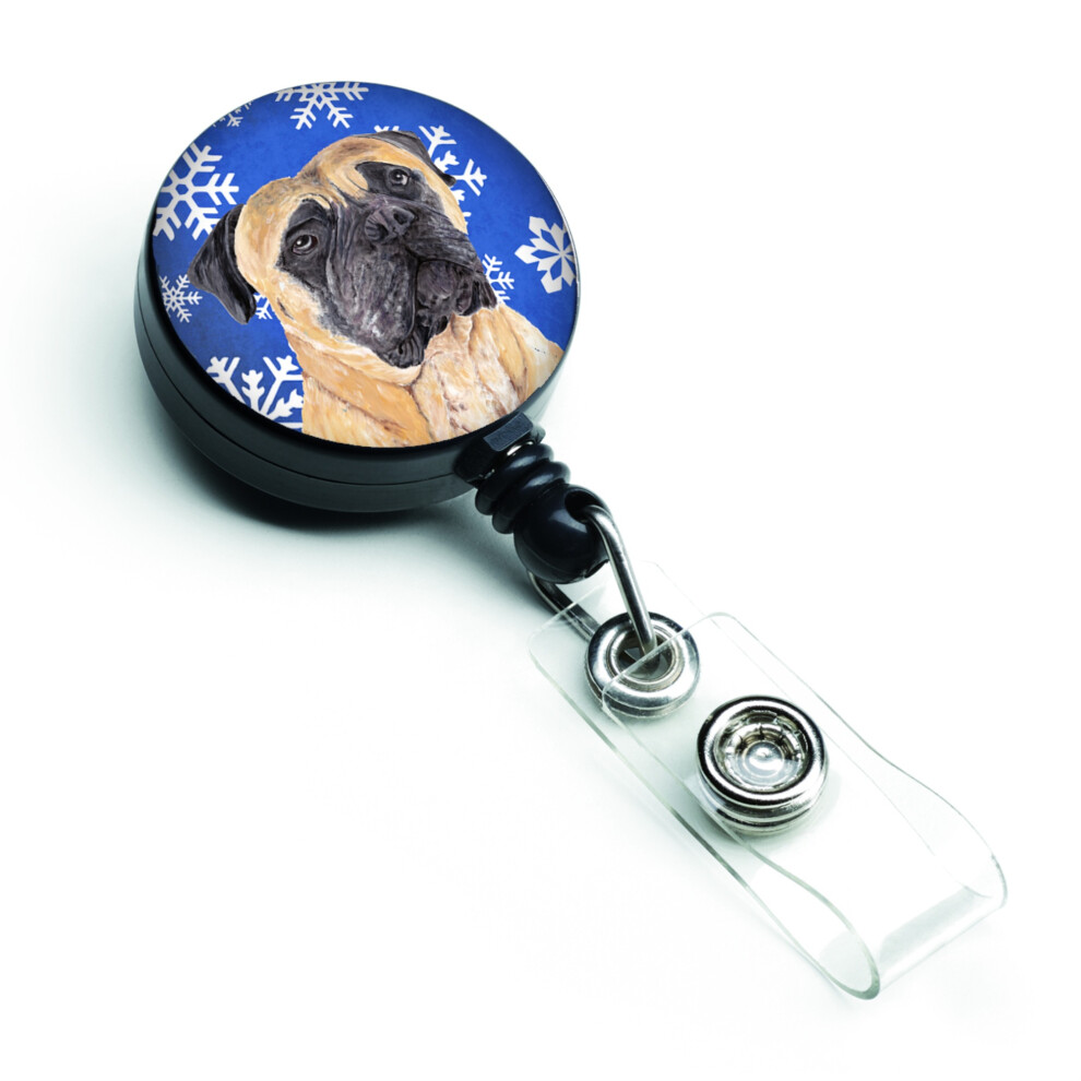 Caroline's Treasures Mastiff Winter Snowflakes Porte-Badge R Tractable Multicolore (SC9385BR)-image
