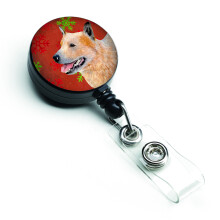 """"Caroline's Treasures Australian Cattle Dog Red Green Snowflake Christmas Badge Reel Multicolor (LH9317BR)""""