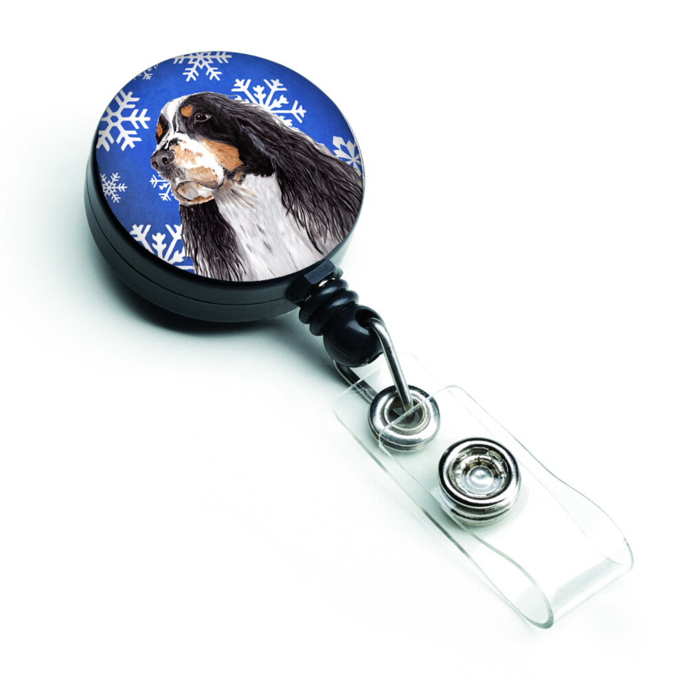 Caroline's Treasures Springer Spaniel - Enrouleur de badge r   tractable multicolore Motif flocons de neige d'hiver (SC9361BR)
