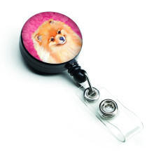 """"Caroline's Treasures Pink Pomeranian Retractable Badge Reel Multicolor (LH9395PKBR)""""