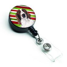 """"Caroline's Treasures Welsh Springer spniel Candy Cane Christmas Retractable Badge Reel Multicolor (SC9340BR)""""