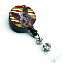 """"Caroline's Treasures Australian Cattle Dog Candy Cane Christmas Retractable Badge Reel Multicolor (SC9356BR)""""