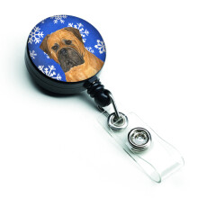 """"Caroline's Treasures Bullmastiff Winter Snowflakes Holiday Retractable Badge Reel Multicolor (SS4655BR)""""