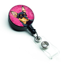 """"Caroline's Treasures Pink Min Pin Retractable Badge Reel Multicolor (LH9380PKBR)""""