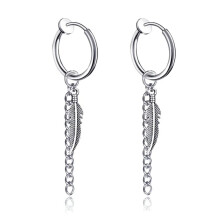 (BSilver Ear Clip) 1Pair Cross Pendant Ear Clip Non Piercing Earrings for Mens Womens