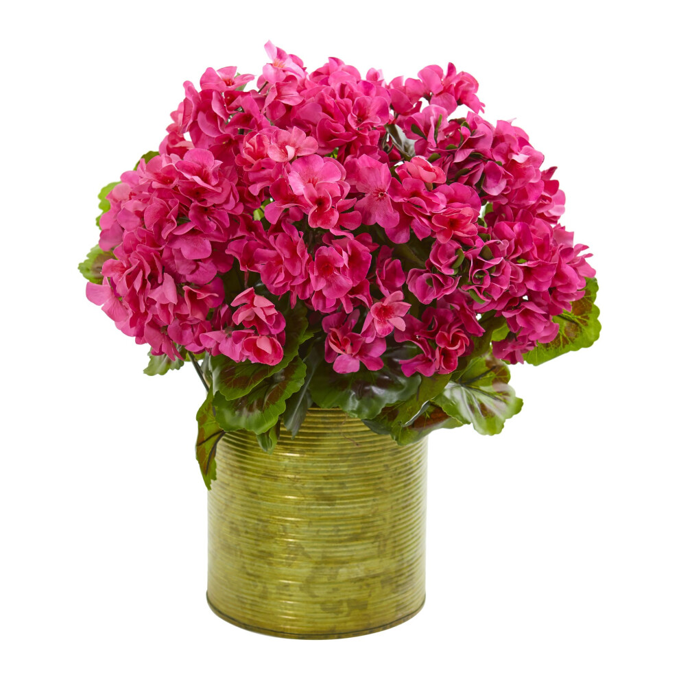 G   ranium artificiel en m   tal presque naturel, r   sistant aux UV (int   rieur/ext   rieur), plantes en soie, rose