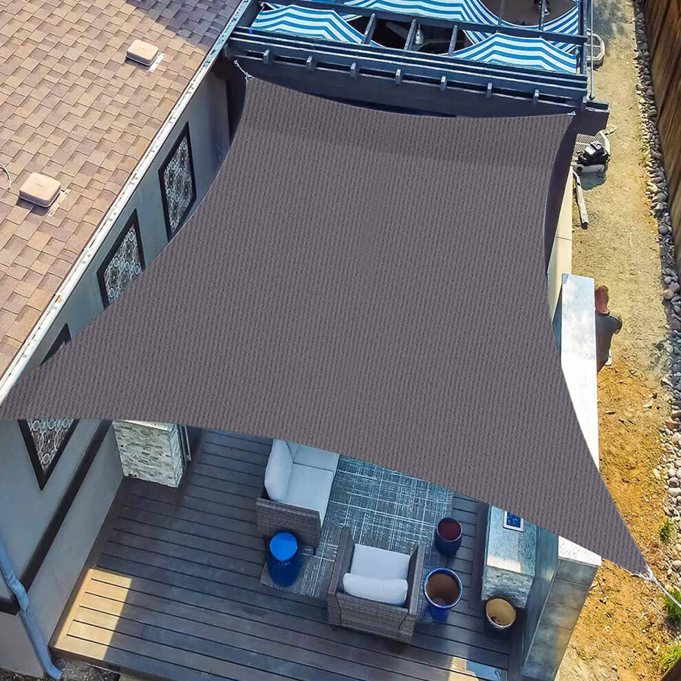 SUNLAX Sun Shade Sail, 10'x13' Dark Grey (Gray) Rectangle Canopy Shades for Outdoor Patio Pergola Cover Sunshade Sails UV Blocking Canovas Covers
