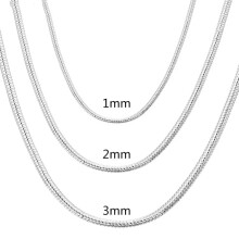 (2MM, 50CM 20inch) 925 Sterling Silver Solid Snake Chain Necklace For Mens Women