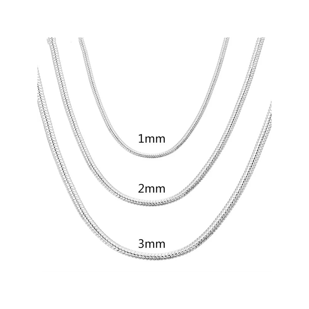 Ginstonelate (2Mm, 50Cm 20Inch) 925 Sterling Solid Snake Chain Necklace For Mens Women Silver