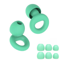 (Green) Quiet Ear Plugs for Noise Reduction Super Soft Reusable for Sleep Swim Work