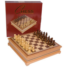 Helen Chess upotekoristeinen puinen lautapelisetti painotetuilla puisilla paloilla, suuret 15 x 15 tuumaa