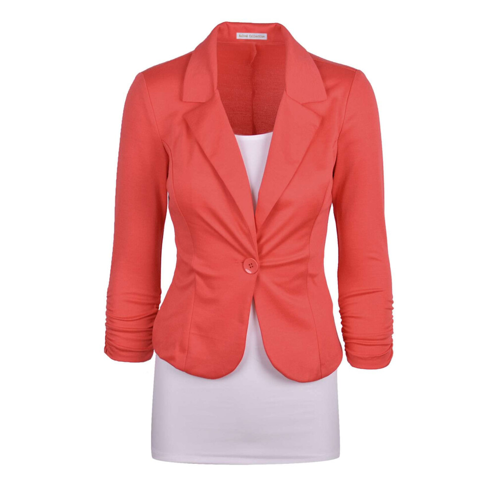 Blazer en tricot uni pour femme, collection AulinA, d   contract   , corail, taille moyenne