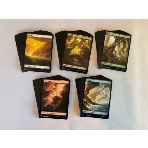 100 Πλήρης Τέχνης Βασικά Εδάφη - Magic The Gathering - 20 Βάλτος, Βουνό, Δάσος, Πεδινό, Νησί - MTG!