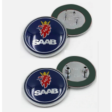 2pcs SAAB 68mm Front Bonnet & Trunk Boot Emblem Badges 93 95 9-3 9-5